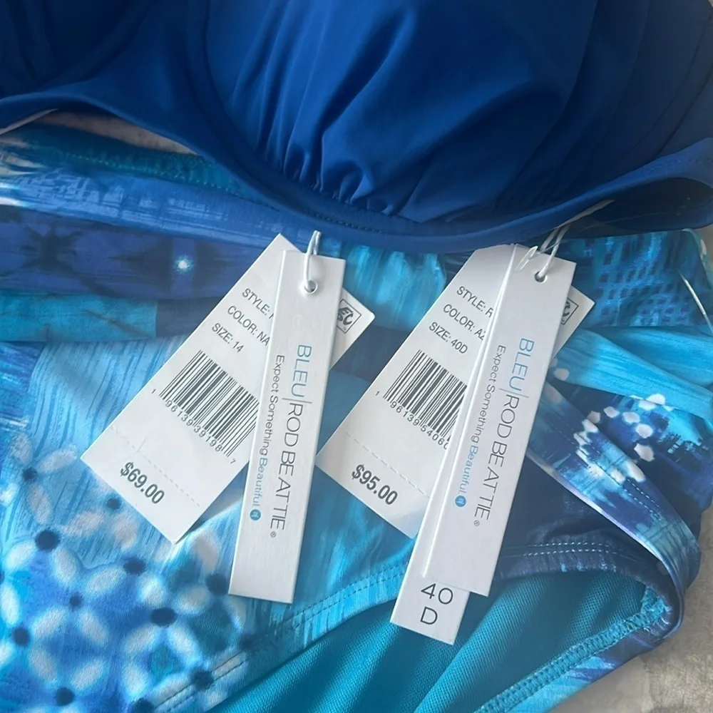 Bleu Rod Beattie Blue Bikini Set Top Size 40D Bottom Size 14